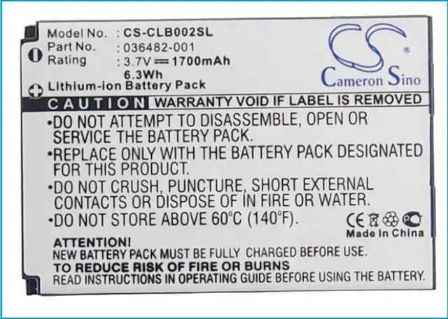 Alt view image 5 of 5 - Cameron Sino Battery for Columbia Omni-Heat PN:Columbia 036482-001 1700mAh / 6.29Wh