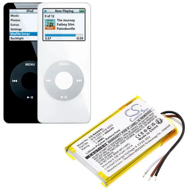 Alt view image 5 of 5 - Cameron Sino Battery for iPOD Nano 2GB, iPOD Nano 4GB, iPOD Nano MA004LL/A, iPOD Nano MA005LL/A, iPOD Nano MA099LL/A, iPOD Nano MA107LL/A 400mAh