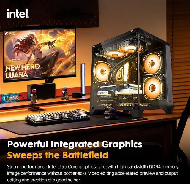 Alt view image 3 of 4 - RANSHUO Gaming Desktop Computer PC,AMD Ryzen 5 5600GT,16GB RAM and 1TB M.2 NVMe PCle4.0,ARGB FAN,WiFi+BT5.0,Game Design Office console,Sea View Room,Prebuilt Gaming PC Tower