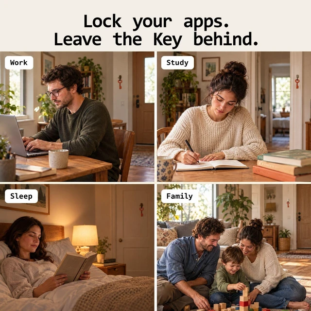 Alt view image 4 of 7 - Autonomous Key App Blocker for iPhone & Android, NFC Screen Time Tool with AI Insights, No Subscription, Gray