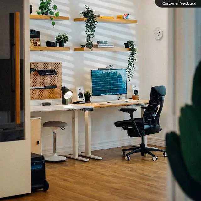 Alt view image 4 of 7 - Autonomous SmartDesk 2 Standing Desk White - Bamboo - 2-Stage