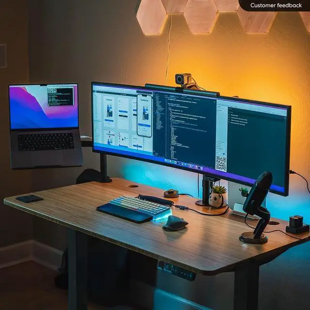 Alt view image 2 of 7 - Autonomous Desk 2 Electric Standing Autonomous Desk 53x29 Black - Bamboo - 2-Stage