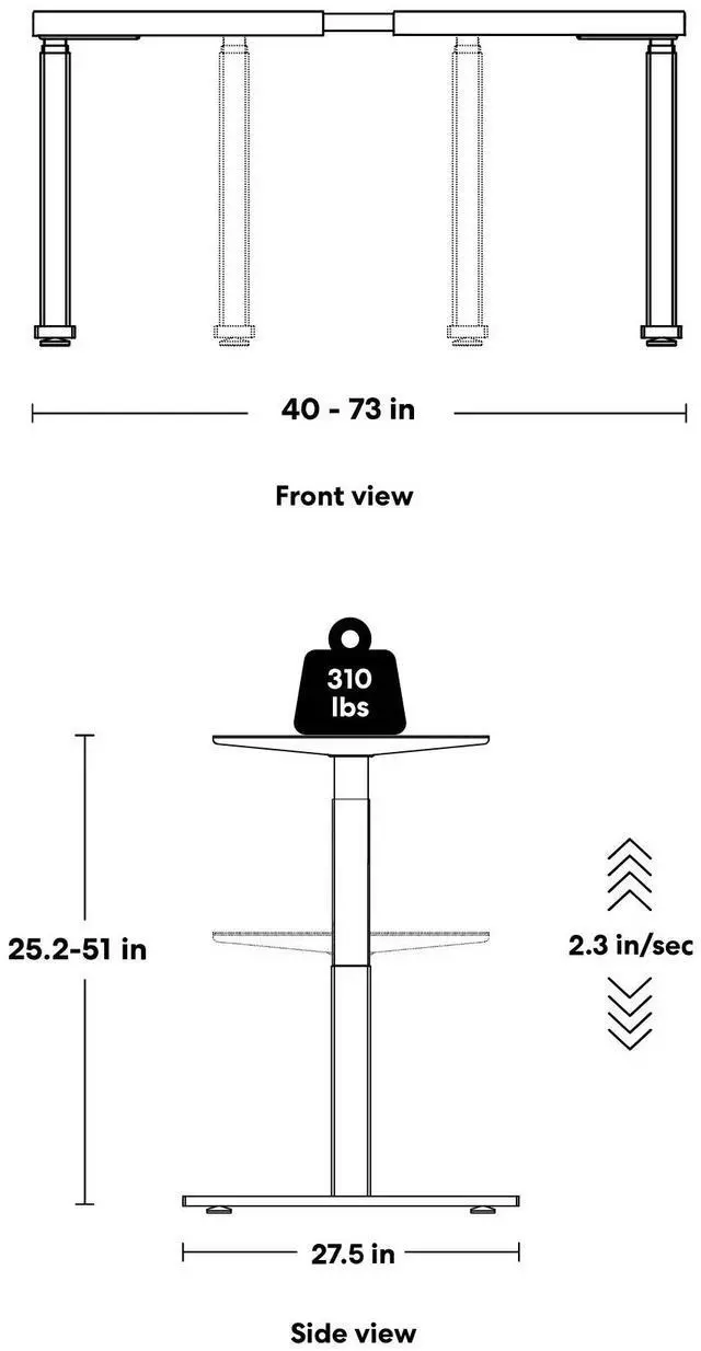 Alt view image 4 of 7 - Autonomous Desk 2 Expanse Standing Desk Dual Motor 70.5x30 in. White-Black