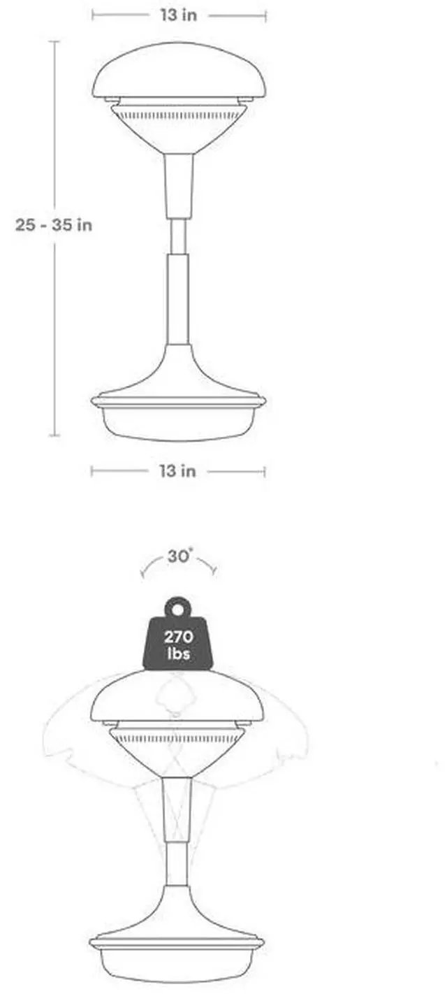Alt view image 5 of 5 - Autonomous ErgoStool Ergonomic Stool Adjustable Wobble Chair Navy Blue