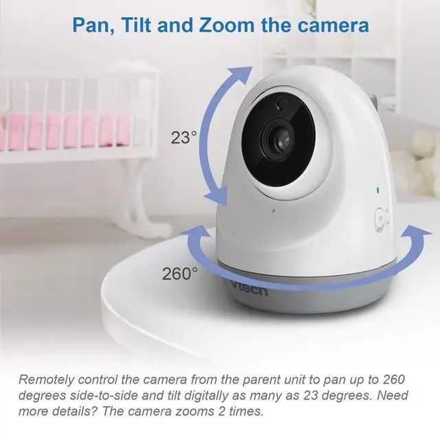 Alt view image 3 of 7 - VTech VM3261-2 2.8â Digital Video Baby Monitor with 2 Pan & Tilt Cameras, Full Color and Automatic Night Vision, White