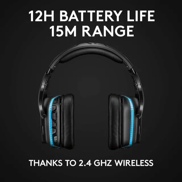 Alt view image 15 of 20 - Logitech - G935 Wireless 7.1 Surround Sound Over-the-Ear Gaming Headset for PC with LIGHTSYNC RGB Lighting - Black/Blue