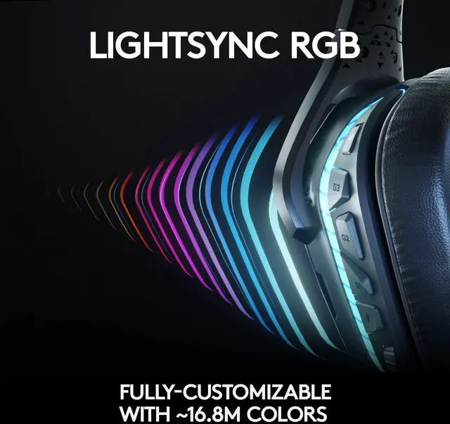 Alt view image 20 of 20 - Logitech - G935 Wireless 7.1 Surround Sound Over-the-Ear Gaming Headset for PC with LIGHTSYNC RGB Lighting - Black/Blue