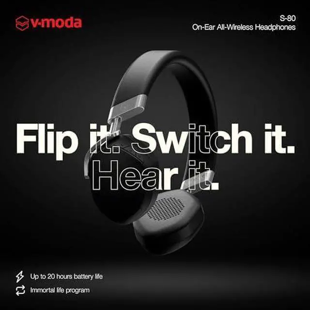 Alt view image 2 of 6 - V-MODA S-80 All-Wireless Headphones and Personal Speaker System. Sharp and Stylish Design. Tuned for Electronic Music. Mobile Editor App - Black (S-80-BK)