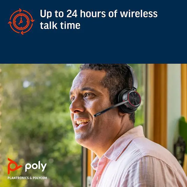 Alt view image 5 of 6 - Poly - Voyager 4320 UC Wireless Headset (Plantronics) - Headphones with Boom Mic - Connect to PC/Mac via USB-C Bluetooth Adapter, Cell Phone via Bluetooth - Works with Teams, Zoom & More,Black