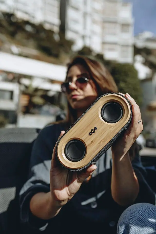 Alt view image 2 of 7 - House of Marley Get Together 2 Mini: Portable Speaker with Wireless Bluetooth Connectivity, 15 Hours of Playtime and Sustainable Materials, Signature Black