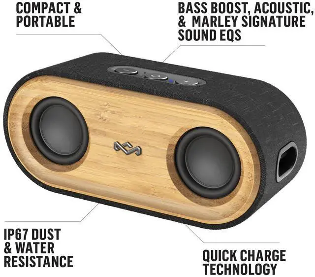 Alt view image 4 of 7 - House of Marley Get Together 2 Mini: Portable Speaker with Wireless Bluetooth Connectivity, 15 Hours of Playtime and Sustainable Materials, Signature Black