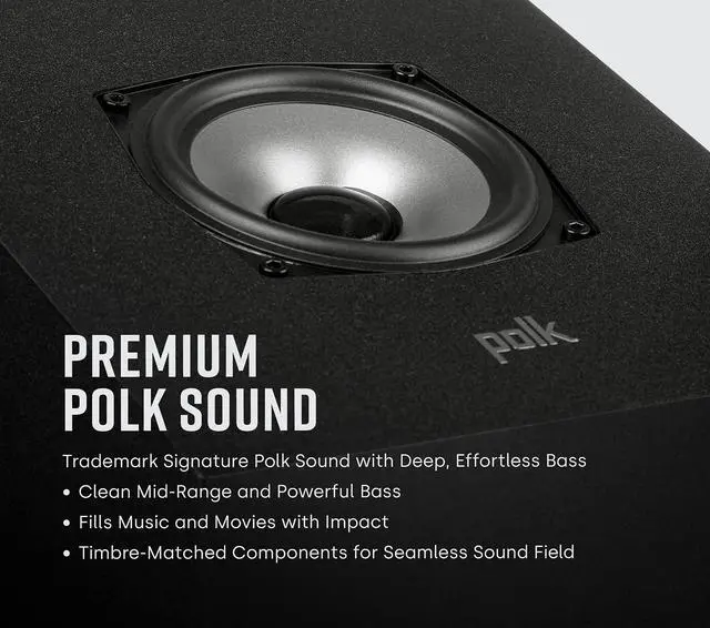 Alt view image 2 of 7 - Polk Monitor XT90 Hi-Res Height Speaker Pair for 3D Sound Effect - Dolby Atmos-Certified, DTS:X and DTS Virtual:X Compatible 4" Dynamically Balanced Woofer, Midnight Black