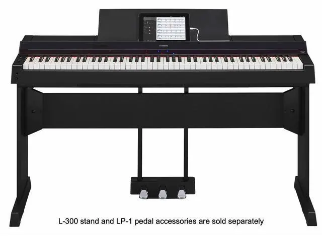 Alt view image 2 of 6 - Yamaha PS500 88-key Smart Digital Piano w/Stream Lights Technology, PA500C Power Adapter and FC4A Sustain Pedal, Black