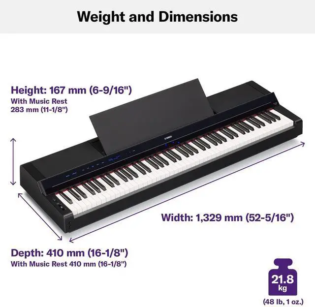 Alt view image 5 of 6 - Yamaha PS500 88-key Smart Digital Piano w/Stream Lights Technology, PA500C Power Adapter and FC4A Sustain Pedal, Black