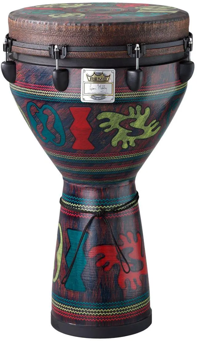 Alt view image 2 of 2 - REMO Djembe, MONDO, Designer Series, Key-Tuned, 14" x 25", SKYNDEEP, Contour Tuning Brackets, Adinkra Finish