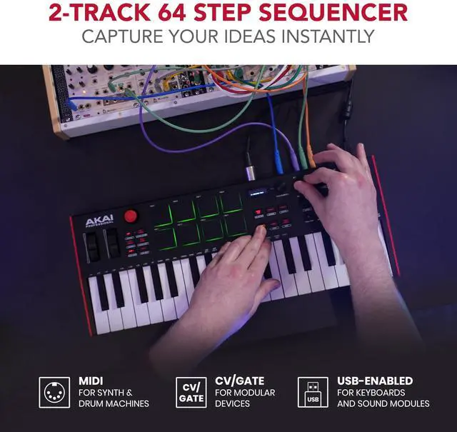 Alt view image 18 of 20 - AKAI Professional 37-Key USB MIDI Keyboard Controller MPC Pad x8 CV/Gate MIDI Step Sequencer Music Production Software Included MPK Mini plus for Mac/Window PC