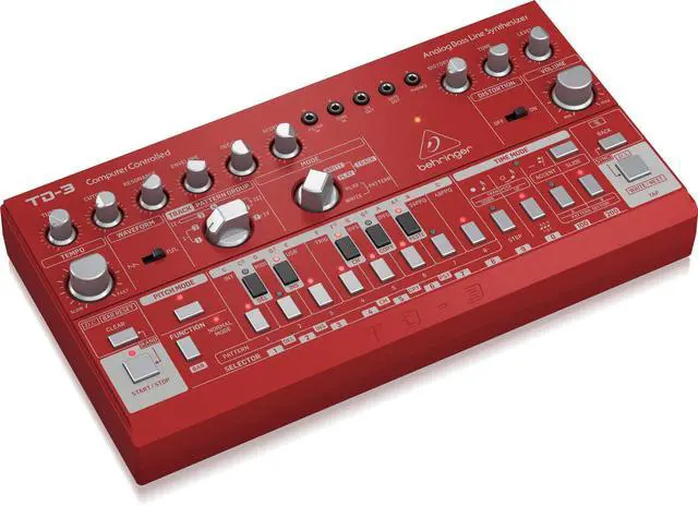 Alt view image 3 of 4 - Behringer TD-3-RD Analog Bass Line Synthesizer with VCO, VCF, 16-Step Sequencer, Distortion Effects and 16-Voice Poly Chain