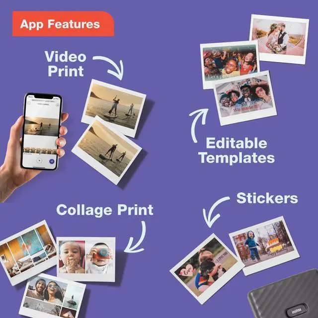 Alt view image 3 of 7 - Instax Link Wide Printer - Ash White