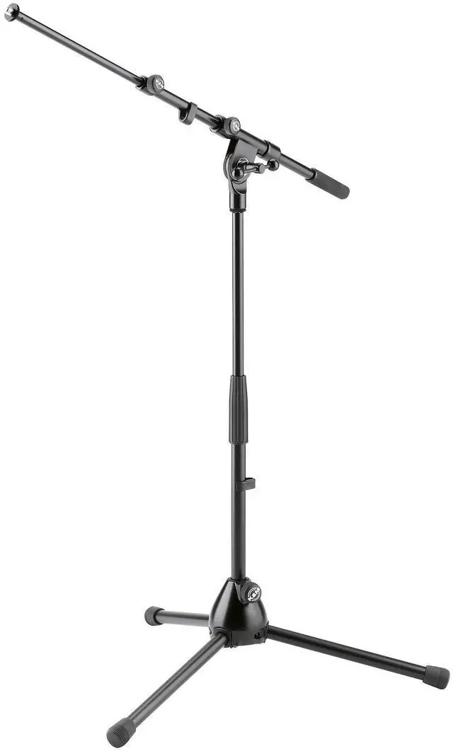 Main image of K&M Stands 259-BLACK Low Level Microphone Stand with Telescopic Boom Arm