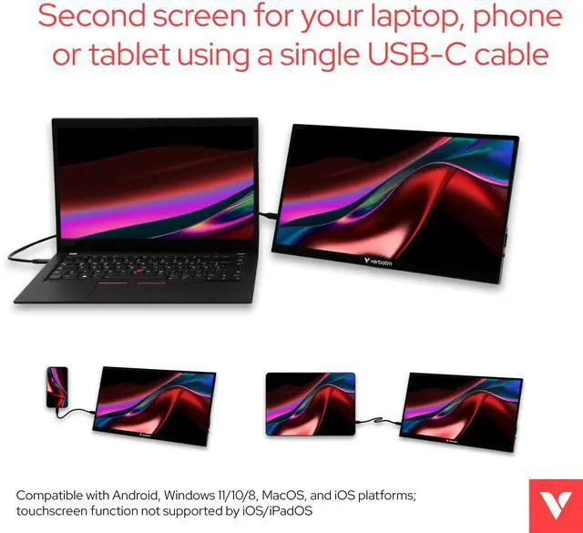 Alt view image 18 of 20 - Verbatim Portable Monitor 14"Full HD 1080p