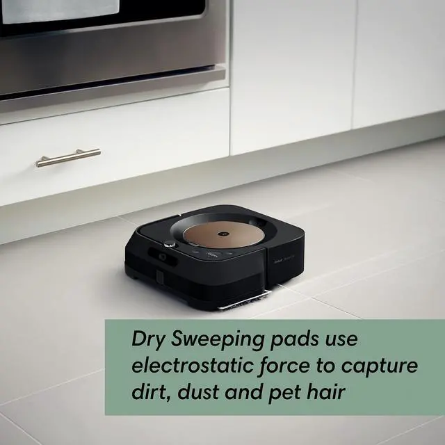 Alt view image 4 of 7 - iRobot Braava Jet m6 (6012) Robot Mop â Wi-Fi Connected, Precision Jet Spray, Smart Mapping, Works with Alexa, Ideal for Multiple Rooms, Recharges and Resumes, Java Black