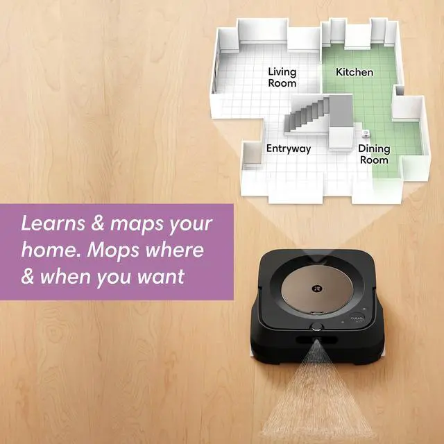 Alt view image 7 of 7 - iRobot Braava Jet m6 (6012) Robot Mop â Wi-Fi Connected, Precision Jet Spray, Smart Mapping, Works with Alexa, Ideal for Multiple Rooms, Recharges and Resumes, Java Black