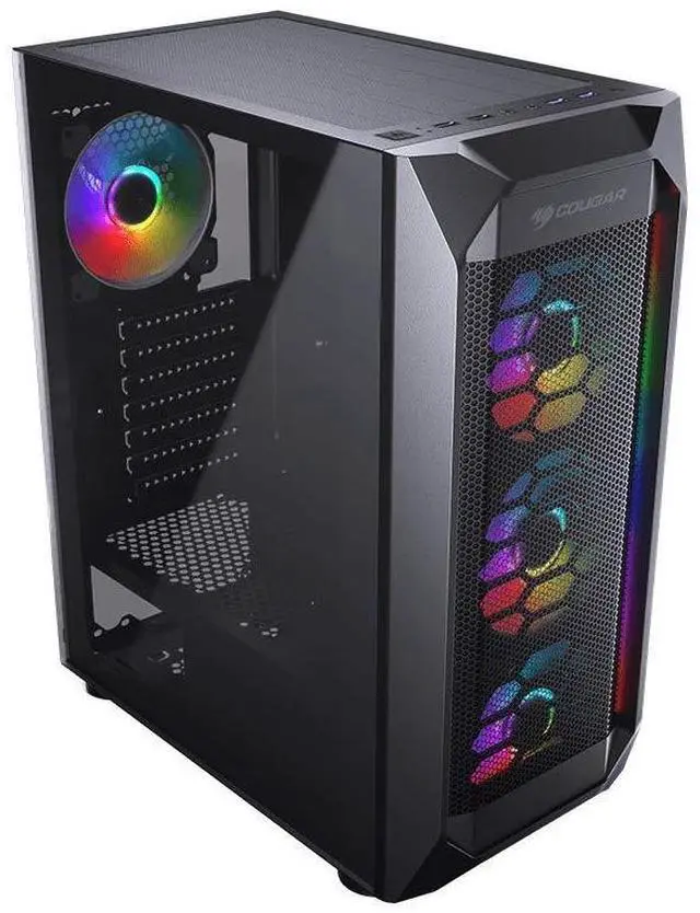 Alt view image 4 of 7 - CougarMX410 Mesh-G - RGB PC Gaming Case Mid Tower - Mini ITX/Micro ATX/ATX - Acrylic Side Panel|Fan/Water Cooling Support|Integrated Dual ARGB Strips|Black (385VM70.0004)