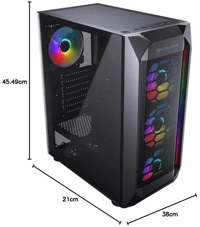 Alt view image 7 of 7 - CougarMX410 Mesh-G - RGB PC Gaming Case Mid Tower - Mini ITX/Micro ATX/ATX - Acrylic Side Panel|Fan/Water Cooling Support|Integrated Dual ARGB Strips|Black (385VM70.0004)