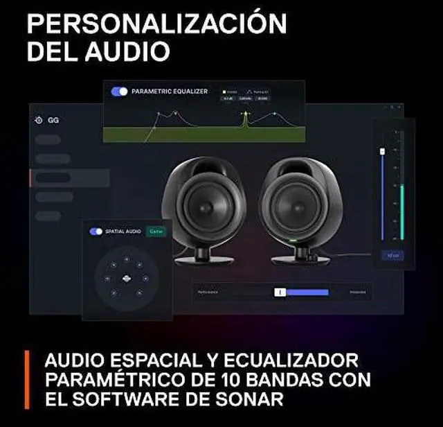 Alt view image 3 of 7 - New SteelSeries Arena 3 Full-Range 2.0 Gaming Speakers â Immersive Audio â On-Speaker Controls â 4" Speaker Drivers â Wired & Bluetooth â 3.5mm Aux â PC, Mac, Mobile â Adjustable Stand