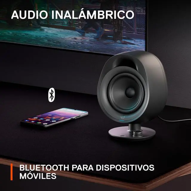 Alt view image 7 of 7 - New SteelSeries Arena 3 Full-Range 2.0 Gaming Speakers â Immersive Audio â On-Speaker Controls â 4" Speaker Drivers â Wired & Bluetooth â 3.5mm Aux â PC, Mac, Mobile â Adjustable Stand