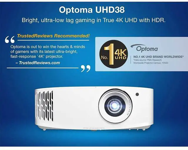 Alt view image 5 of 7 - Optoma UHD38 Bright, True 4K UHD Gaming Projector | 4000 Lumens | 4.2ms Response Time at 1080p with Enhanced Gaming Mode | Lowest Input Lag on 4K Projector | 240Hz Refresh Rate | HDR10 & HLG