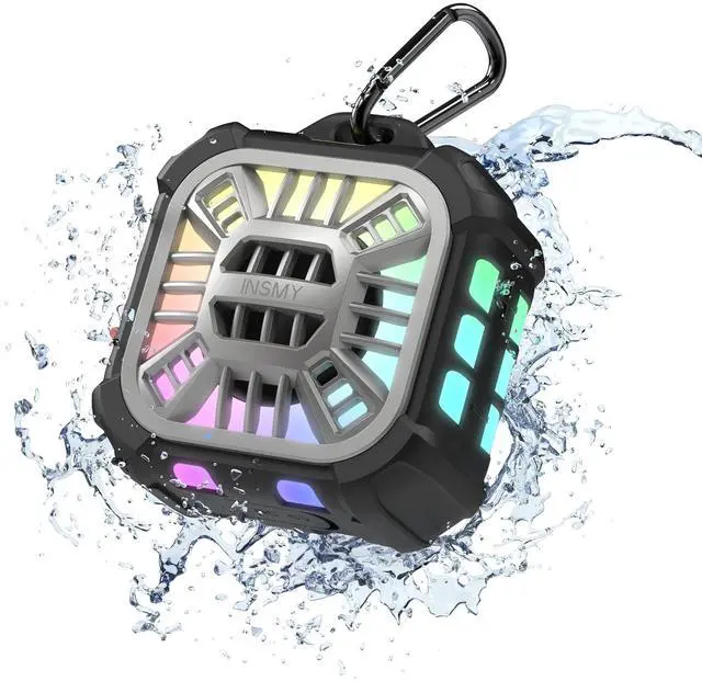 Main image of INSMY Shower Bluetooth Speaker, IP67 Waterproof Portable Small Multi Sync 100+ Speakers, Big Volume Booming Bass, 24H Playtime/Floatable/RGB Lights for Outdoor/Kayak/Beach/Golf (Black)