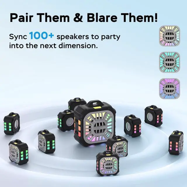 Alt view image 3 of 7 - INSMY Shower Bluetooth Speaker, IP67 Waterproof Portable Small Multi Sync 100+ Speakers, Big Volume Booming Bass, 24H Playtime/Floatable/RGB Lights for Outdoor/Kayak/Beach/Golf (Black)