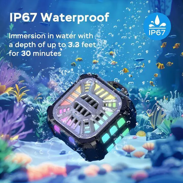 Alt view image 2 of 7 - INSMY Shower Bluetooth Speaker, IP67 Waterproof Portable Small Multi Sync 100+ Speakers, Big Volume Booming Bass, 24H Playtime/Floatable/RGB Lights for Outdoor/Kayak/Beach/Golf (Black)