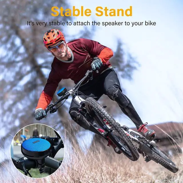 Alt view image 2 of 7 - Onforu Bike Bluetooth Speaker with Bicycle Mount, Portable Wireless Shower Travel Speakers with Loud Sound, Bluetooth 5.0, IP65 Waterproof Mini Outdoor Speaker for Riding, Hiking and Camping, Blue