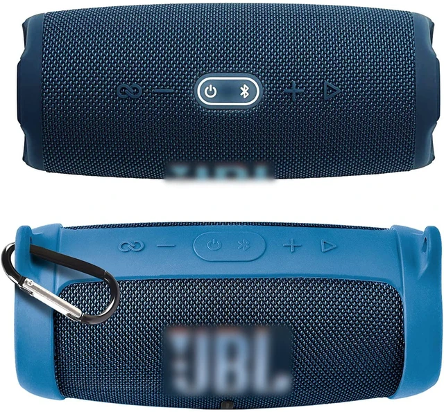 Alt view image 2 of 7 - Silicone Case Cover for JBL Charge 5 Waterproof Portable Bluetooth Speaker, Travel Carrying Protective Gel Soft Skin, Waterproof Rubber Pouch with Shoulder Strap and Carabiner - Blue