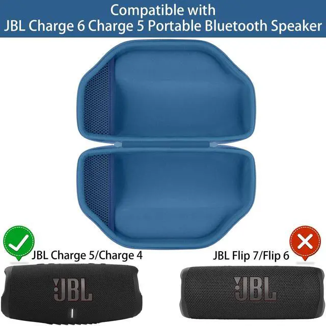 Alt view image 3 of 7 - Baval Hard Portable Case Compatible with JBL Charge 6/Charge 5 Portable Waterproof Bluetooth Speaker(Blue Case)