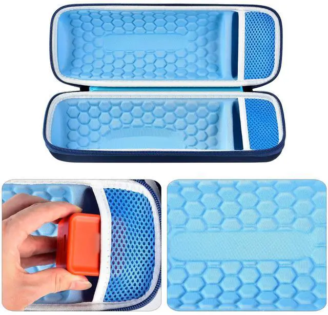 Alt view image 4 of 7 - Hard Travel Case for JBL Charge 4/ Charge 5 Waterproof Bluetooth Speaker. Carrying Storage Bag Fits Charger and USB Cable - Blue+Inside Blue (Case Only)