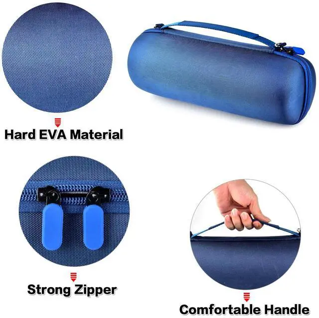 Alt view image 3 of 7 - Hard Travel Case for JBL Charge 4/ Charge 5 Waterproof Bluetooth Speaker. Carrying Storage Bag Fits Charger and USB Cable - Blue+Inside Blue (Case Only)