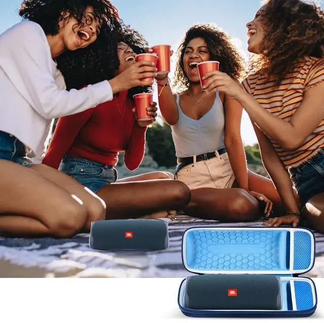 Alt view image 6 of 7 - Hard Travel Case for JBL Charge 4/ Charge 5 Waterproof Bluetooth Speaker. Carrying Storage Bag Fits Charger and USB Cable - Blue+Inside Blue (Case Only)