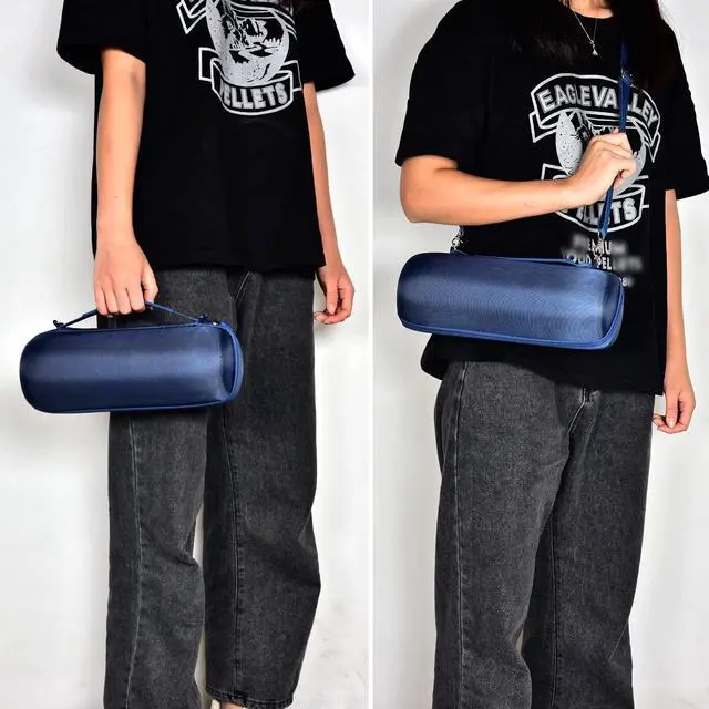 Alt view image 7 of 7 - Hard Travel Case for JBL Charge 4/ Charge 5 Waterproof Bluetooth Speaker. Carrying Storage Bag Fits Charger and USB Cable - Blue+Inside Blue (Case Only)