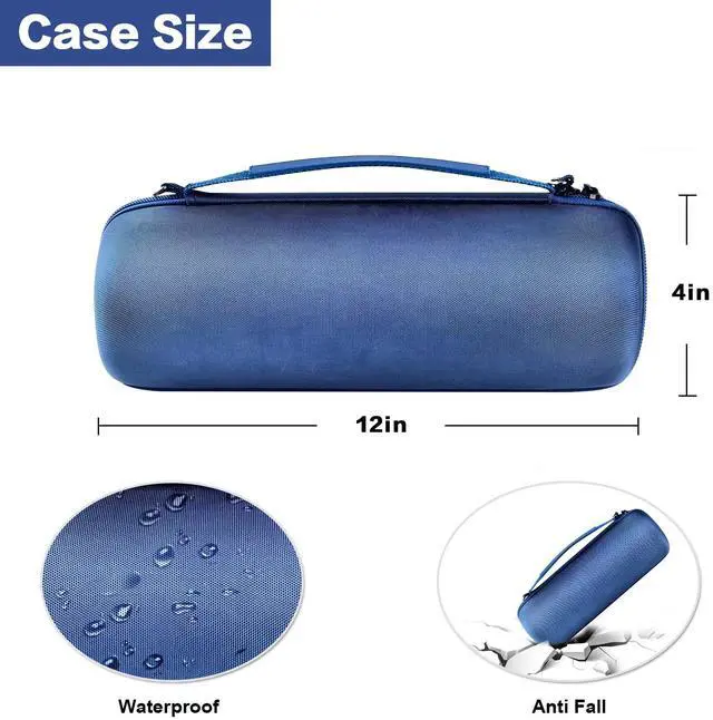 Alt view image 5 of 7 - Hard Travel Case for JBL Charge 4/ Charge 5 Waterproof Bluetooth Speaker. Carrying Storage Bag Fits Charger and USB Cable - Blue+Inside Blue (Case Only)