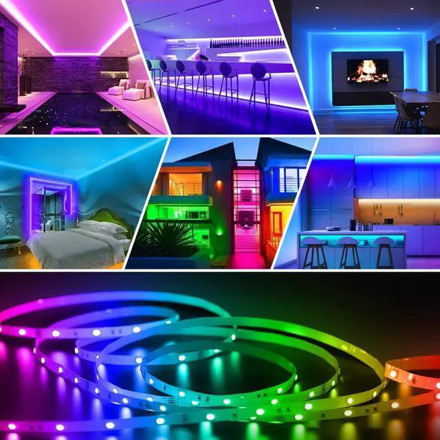 Alt view image 7 of 7 - HOUHUI LED Strip Lights 32.8Ft, RGB LED Lights Strip for Bedroom, Color Changing Strip Lights Kit with 44-Keys Remote, Dimmable USB LED Light Strip for Room, Kitchen, Home, Bar, Party DIY Decoration