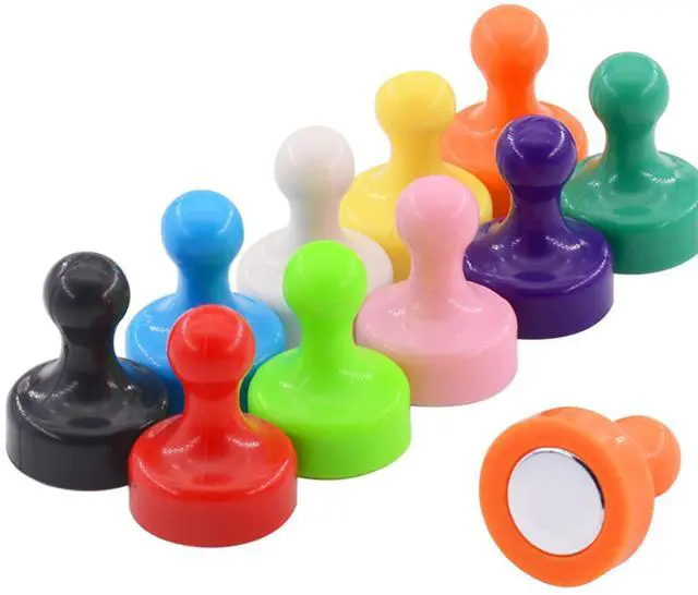 Main image of MIN CI Large Push Pin Strong Magnets for Whiteboard, 10 Colorful Decorative Neodymium Fridge Magnet, Small Cute Refrigerator Magnets, for Office Classroom Home Map Kitchen School Dry Erase Board