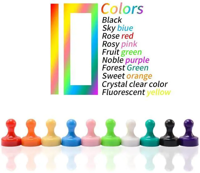 Alt view image 2 of 6 - MIN CI Large Push Pin Strong Magnets for Whiteboard, 10 Colorful Decorative Neodymium Fridge Magnet, Small Cute Refrigerator Magnets, for Office Classroom Home Map Kitchen School Dry Erase Board