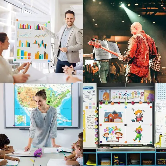 Alt view image 4 of 6 - MIN CI Large Push Pin Strong Magnets for Whiteboard, 10 Colorful Decorative Neodymium Fridge Magnet, Small Cute Refrigerator Magnets, for Office Classroom Home Map Kitchen School Dry Erase Board