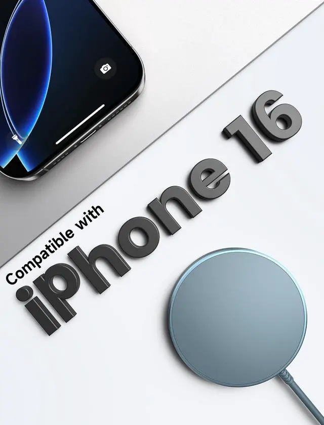 Alt view image 4 of 6 - JSAUX Magnetic Wireless Charger Compatible with MagSafe Charger/iPhone 16e/16/16 Plus/16 Pro/16 Pro Max/15 14 13 12 Series, Magnet Charging Pad (Blue) with 20W PD Adapter Charger