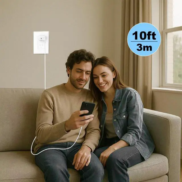 Alt view image 7 of 7 - iPhone 17 16 Charger Fast Charging, 45W Dual USB C Phone Charger Block with 10FT Long Type C Cable Cord for Apple iPhone 17/Pro/Pro Max/17 Air/16 Pro/16 Pro Max/15 Plus/15 Pro/iPad/S25 Ultra/S24