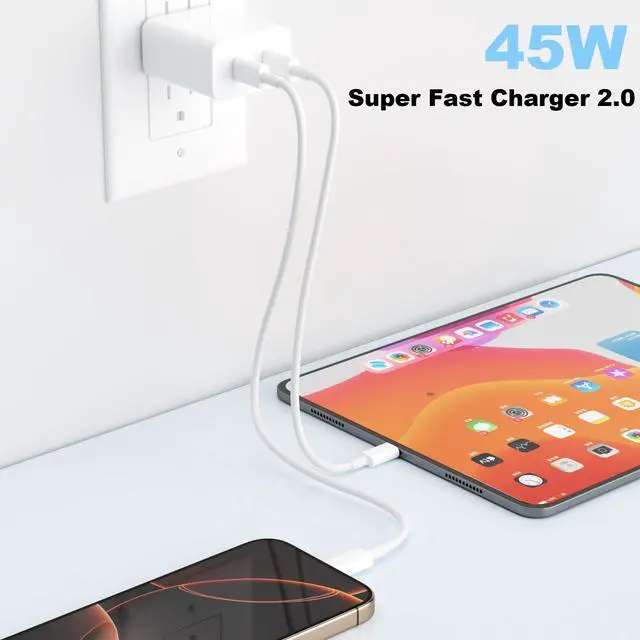 Alt view image 6 of 7 - iPhone 17 16 Charger Fast Charging, 45W Dual USB C Phone Charger Block with 10FT Long Type C Cable Cord for Apple iPhone 17/Pro/Pro Max/17 Air/16 Pro/16 Pro Max/15 Plus/15 Pro/iPad/S25 Ultra/S24