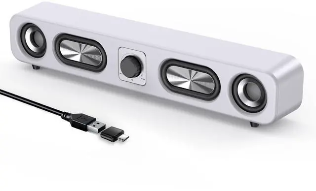 Main image of Uakinat Computer Speakers, HiFi Sound Quality Computer Sound Bar,Wired USB-Powered Sound-bar with 6W Stereo Sound for Desktop, Laptops, PCs, Phones, Tablets, Xbox, Gaming Speakers(White)